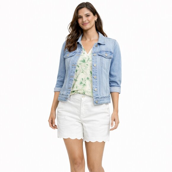 Talbots Pants - Talbots White Scalloped Hem Shorts 12 Petite Cotton Blend